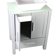 Load image into Gallery viewer, 24&quot; Grey Bathroom Vanity Cabinet and Sink Combo Glass Top MDF Wood w/Sink Faucet &amp;Drain set - EK CHIC HOME