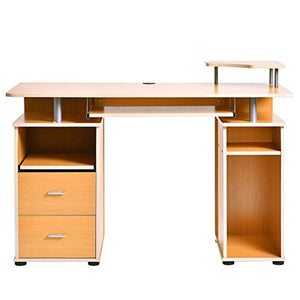 Essential Home Office Computer Desk with Pull-Out Keyboard Tray and Drawers - EK CHIC HOME