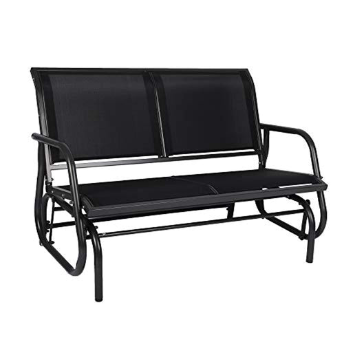 Outdoor Patio Swing Glider Bench-Loveseat Mesh Seating and Smooth Glide Rocker 2 Person - EK CHIC HOME