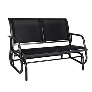 Outdoor Patio Swing Glider Bench-Loveseat Mesh Seating and Smooth Glide Rocker 2 Person - EK CHIC HOME
