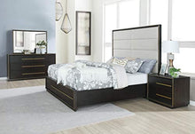 Load image into Gallery viewer, Contemporary Wood Upholstered Panel King Bed 6-Piece Set, Espresso - EK CHIC HOME