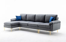 Load image into Gallery viewer, 110.23&quot; Wide Linen Blend Modern Reversible Sofa &amp; Chaise-Gray - EK CHIC HOME