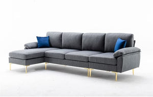 110.23" Wide Linen Blend Modern Reversible Sofa & Chaise-Gray - EK CHIC HOME