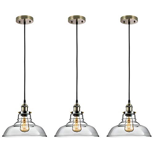 Industrial Hanging Lamp, Vintage Edison Glass Pendant Adjustable Hanging 3-PACK - EK CHIC HOME