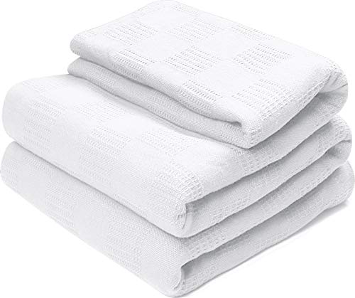 Cotton Blanket (White) Breathable Cotton Throw Blanket and Quilt for Bed & Couch/Sofa - EK CHIC HOME
