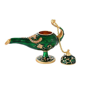 Hand Painted Enameled Aladdin Lamp Hinged Jewelry Trinket Box - EK CHIC HOME
