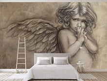Load image into Gallery viewer, 3D Embossed Little Angel Background Wall Painting Textile Wallpaper - EK CHIC HOME