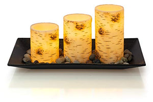 Direct Birch Set, 3 LED Flickering Wax Candles - EK CHIC HOME