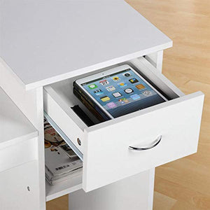 White Computer Desk with Drawers for Home Office - EK CHIC HOME