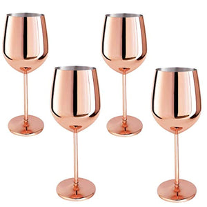 Copper Wine Glasses Stainless Steel Stemmed (Set of 4) - EK CHIC HOME