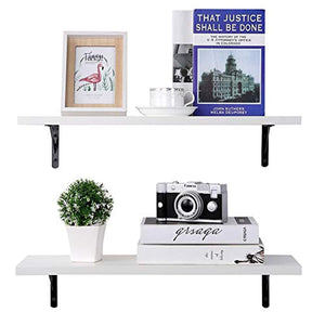Wall Mounted Floating Shelves, Set of 2, Display Ledge, Storage Rack for Room/Kitchen/Office - White - EK CHIC HOME