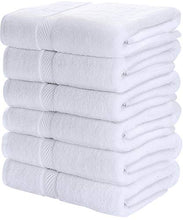 Load image into Gallery viewer, 100% Cotton White Bath Towels Set (6 Pack, 22 x 44 Inch) Lightweight High Absorbency - EK CHIC HOME