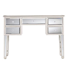 Load image into Gallery viewer, Mirage Mirrored Media Console Table, Matte Silver Finish with Crystal Knobs - EK CHIC HOME