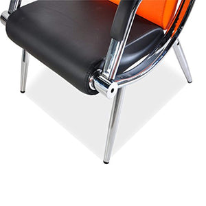 3PCS Office Reception Chair Set PU Leather - Orange - EK CHIC HOME