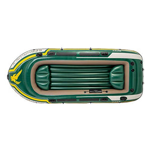 Seahawk 4, 4-Person Inflatable Boat Set with Aluminum Oars and High Output Air Pump (Latest Model) - EK CHIC HOME