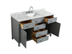 ITALIAN CARRARA MARBLE  55" Single Rectangle Sink Vanity Set In Grey - EK CHIC HOME