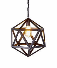 Load image into Gallery viewer, 1 Light Metal Geometric Pendant Ceiling Lamp Fixture, 12-inch, Antique Black - EK CHIC HOME