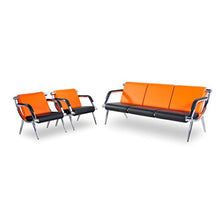 Load image into Gallery viewer, 3PCS Office Reception Chair Set PU Leather - Orange - EK CHIC HOME