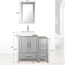 Load image into Gallery viewer, 36&quot; Grey Paint Bathroom Vanity and Sink Combo Glass Top w/Drawer Side,Sink, Faucet set - EK CHIC HOME