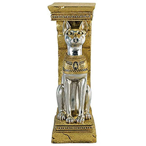 Egyptian Cat Goddess Bastet Pedestal Column Plant Stand, 37 Inch - EK CHIC HOME