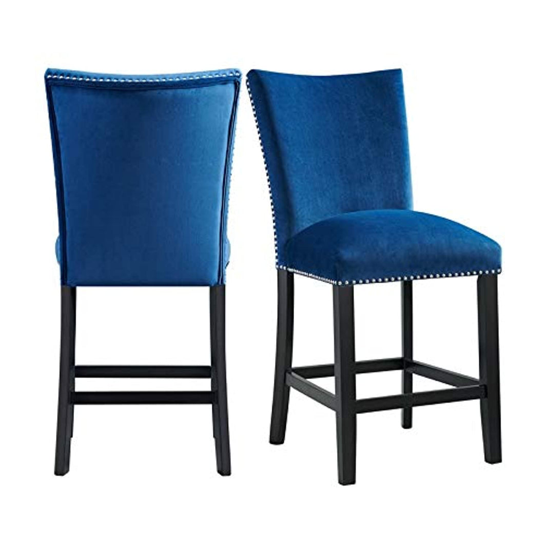 Celine Blue Velvet Counter Height Chair Set - EK CHIC HOME