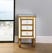 Load image into Gallery viewer, 3-Drawer Mirrored End Table - Mirrored Nightstand Glass Bedside Table, Antique Gold - EK CHIC HOME
