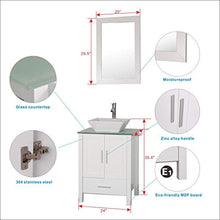 Load image into Gallery viewer, 48&quot; Double Sink Bathroom Vanity Cabinet Glass Top White Wood w/Mirror Faucet and Drain - EK CHIC HOME