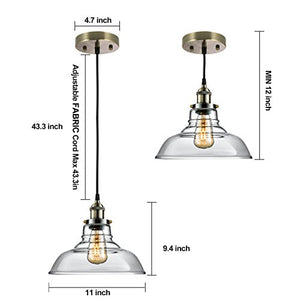 Industrial Hanging Lamp, Vintage Edison Glass Pendant Adjustable Hanging 3-PACK - EK CHIC HOME