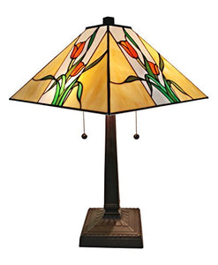 Tiffany Style Floral Mission Table Lamp 21 in High, Multicolor - EK CHIC HOME