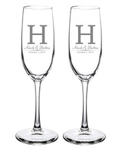Load image into Gallery viewer, Custom Wedding Champagne Flutes- Set of 2 – Personalized for Bride and Groom - Customized Engraved Wedding Gift - EK CHIC HOME