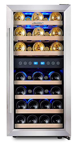 Dual Zone Wine Cooler Refrigerator - 33 Bottle Free Standing Compressor Fridge - EK CHIC HOME