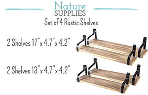 Floating Rustic Shelves Wall Mounted Set of 4 - EK CHIC HOME