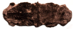 Genuine Sheepskin Rug Two Pelt Brown Fur, Double - EK CHIC HOME