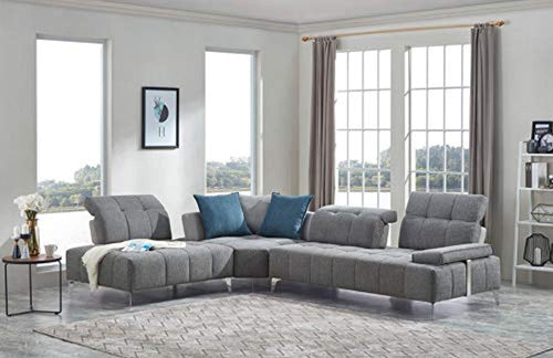 Caprock Sectional Sofa, Gray - EK CHIC HOME