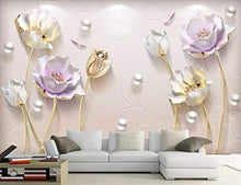 Load image into Gallery viewer, 3D Embossed Floral Wallpaper Tulip Flower Wall Mural Soft Blossom Wall Art Classic - EK CHIC HOME