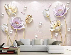 3D Embossed Floral Wallpaper Tulip Flower Wall Mural Soft Blossom Wall Art Classic - EK CHIC HOME