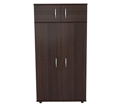 4-Door Armoire Wardrobe Brown - EK CHIC HOME