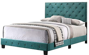 Green Queen Bed, 48"H X 64"W X 83"D, - EK CHIC HOME