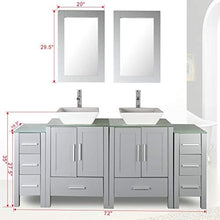Load image into Gallery viewer, 72&quot; Double Sink Grey Bathroom Vanity Modern Design Glass Top w/Mirror Faucet&amp;Drain - EK CHIC HOME