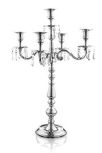 Load image into Gallery viewer, Traditional 24 Inch Silver 5 Candle Candelabra With Crystal Drops - EK CHIC HOME