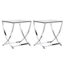 Load image into Gallery viewer, Tempered Clear Top Glass End Table Bedroom Living Room Furniture, Set of 2 - EK CHIC HOME