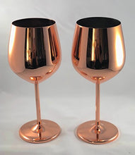 Load image into Gallery viewer, Copper Mirror Finish Wine Glasses Drinkware (Set of 2), Stainless Steel - EK CHIC HOME