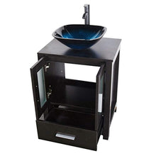 Load image into Gallery viewer, 72&quot; Black Bathroom Vanity and Sink Combo Double Top MDF Wood Cabinet w/Mirror Faucet and Drain - EK CHIC HOME