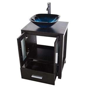 72" Black Bathroom Vanity and Sink Combo Double Top MDF Wood Cabinet w/Mirror Faucet and Drain - EK CHIC HOME