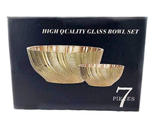 Load image into Gallery viewer, 7 Piece Soup Salad and Desert Glass Bowl Set Gold Swirl - EK CHIC HOME