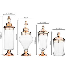 Load image into Gallery viewer, 4pcs Clear Glass Apothecary Jars with Metallic Copper-Tone Lids - EK CHIC HOME