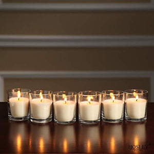 Set of 24 Unscented Clear Glass Wax Filled Votive Candles, Up to 12 Hour Burn Time. - EK CHIC HOME