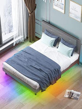 Load image into Gallery viewer, Queen Size Platform Bed Frame with Smart RGB LED Strip Light - EK CHIC HOME