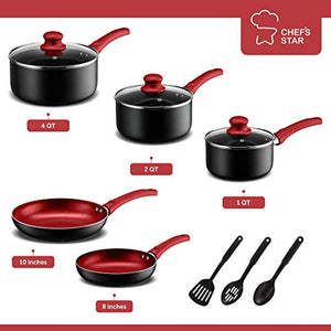 Kitchen Cookware Set, 11 Piece Pots and Pans Set for Cooking Nonstick - EK CHIC HOME