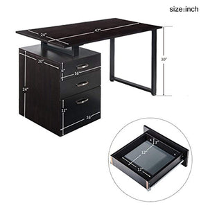 Home Office Computer Desk Writing Table Workstation with Reversible Cabinet - EK CHIC HOME